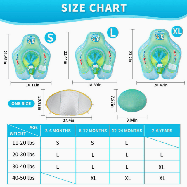 AquaFloaty™  – Baby-Schwimmring mit Sonnendach, tragbar und leicht aufzublasen