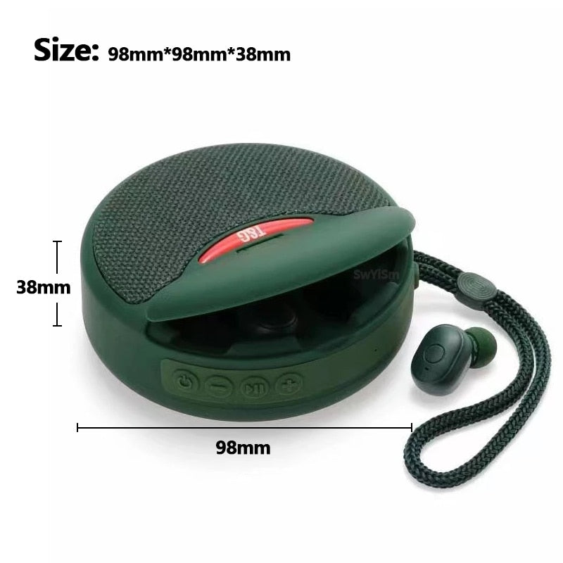 2-in-1 Bluetooth Lautsprecher mit Ohrhörern 2-in-1 | Dual-Power-Subwoofer & FM-Radio | Freisprechfunktion, Telefonständer 6