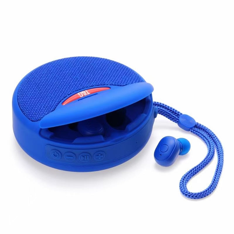 2-in-1 Bluetooth Lautsprecher mit Ohrhörern 2-in-1 | Dual-Power-Subwoofer & FM-Radio | Freisprechfunktion, Telefonständer 8