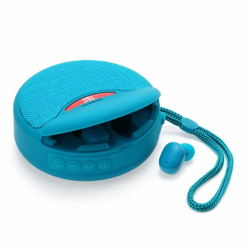 2-in-1 Bluetooth Lautsprecher mit Ohrhörern 2-in-1 | Dual-Power-Subwoofer & FM-Radio | Freisprechfunktion, Telefonständer 7