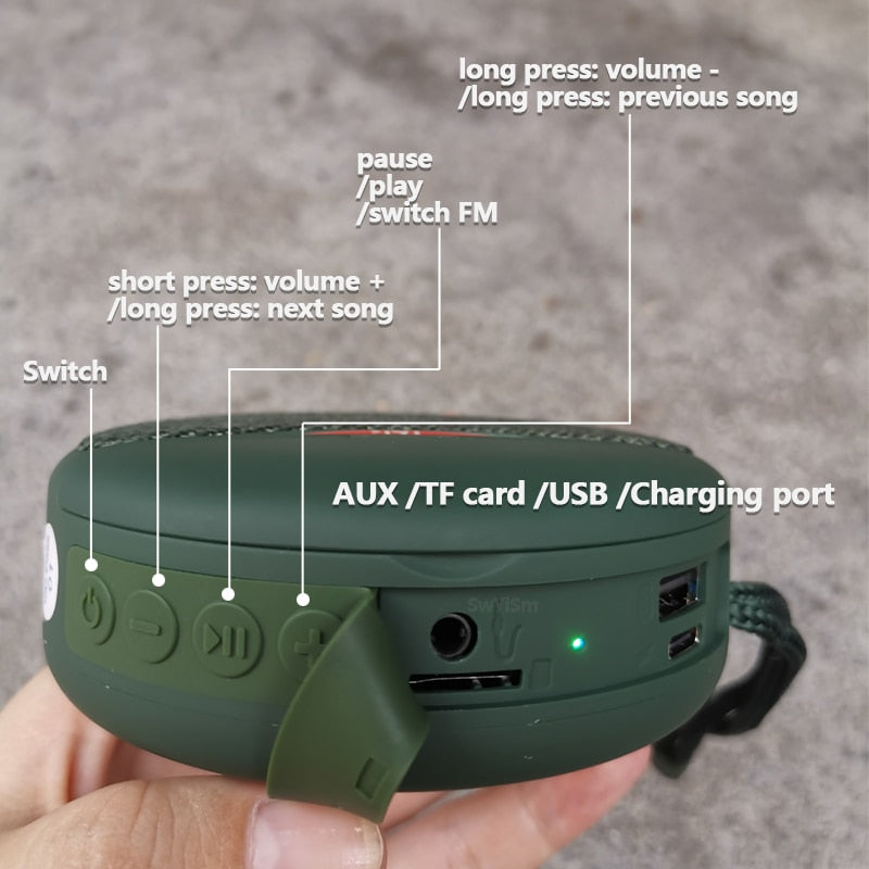 2-in-1 Bluetooth Lautsprecher mit Ohrhörern 2-in-1 | Dual-Power-Subwoofer & FM-Radio | Freisprechfunktion, Telefonständer 2