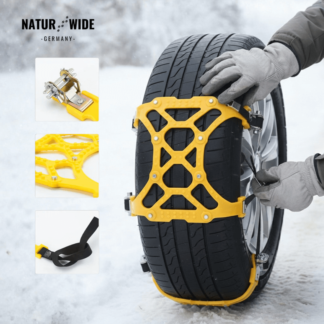 Schneeketten TPU & Stahl | 185-295 mm, 3er-Set für Auto, SUV & LKW | Rutschfest bis -50 °C, in Minuten montiert 9
