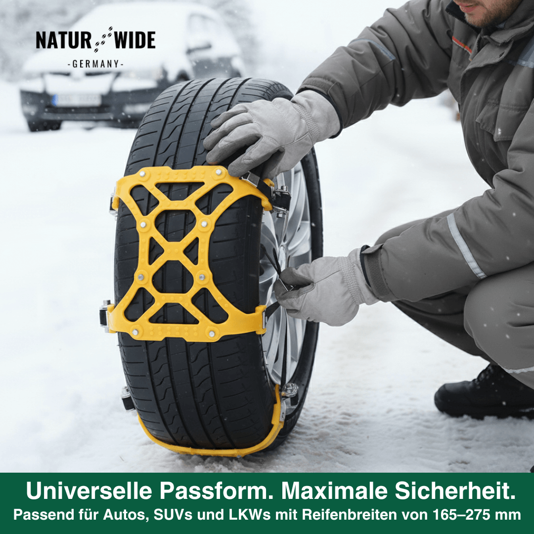 Schneeketten TPU & Stahl | 185-295 mm, 3er-Set für Auto, SUV & LKW | Rutschfest bis -50 °C, in Minuten montiert 3