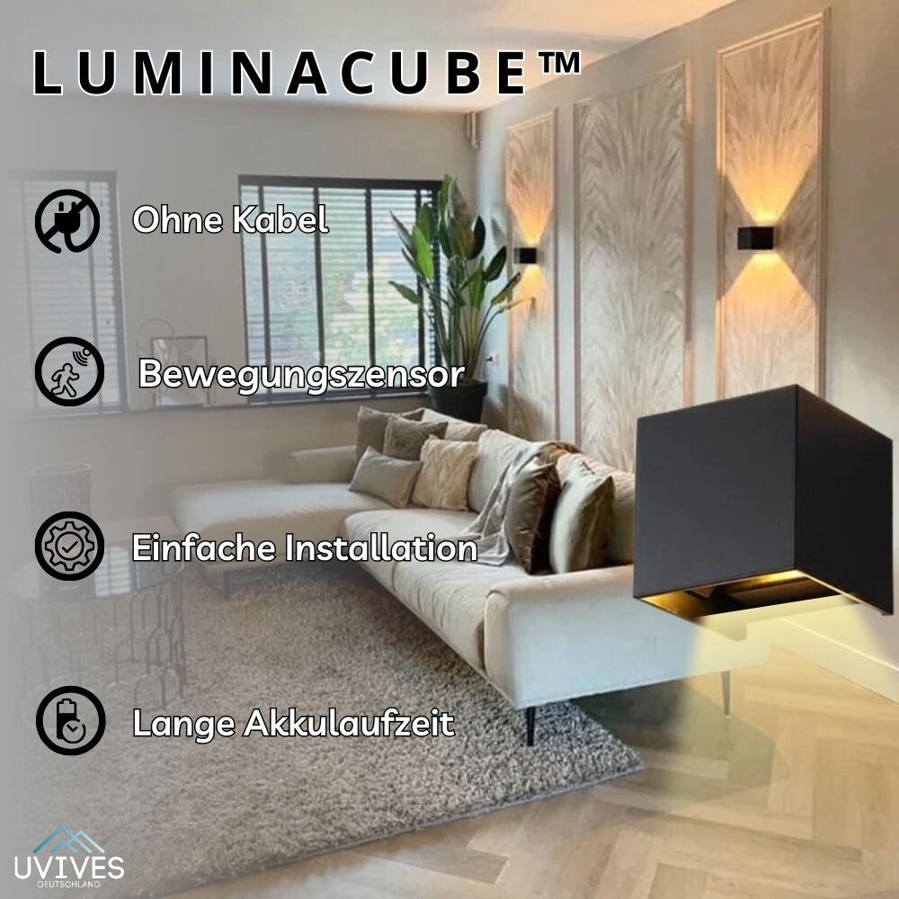 Kabellose LED Wandleuchte Würfelform | Bewegungssensor, USB-Akku 60 Tage Laufzeit | Warmes 3000K Licht ohne Bohren oder Kabel 1