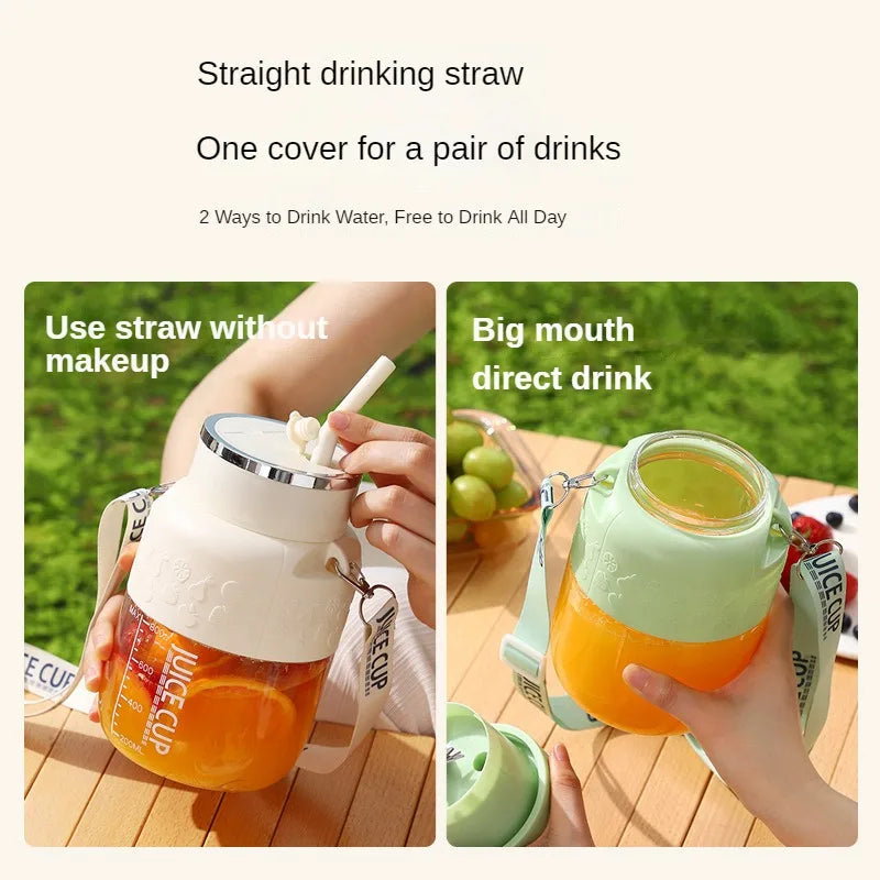 Flaschenmixer 800 ml, USB-Akku | 10-Klingen-Cutter für Eis & Obst | Tragbar, spülmaschinenfest, mit Trinkhalm und Tragegurt 4