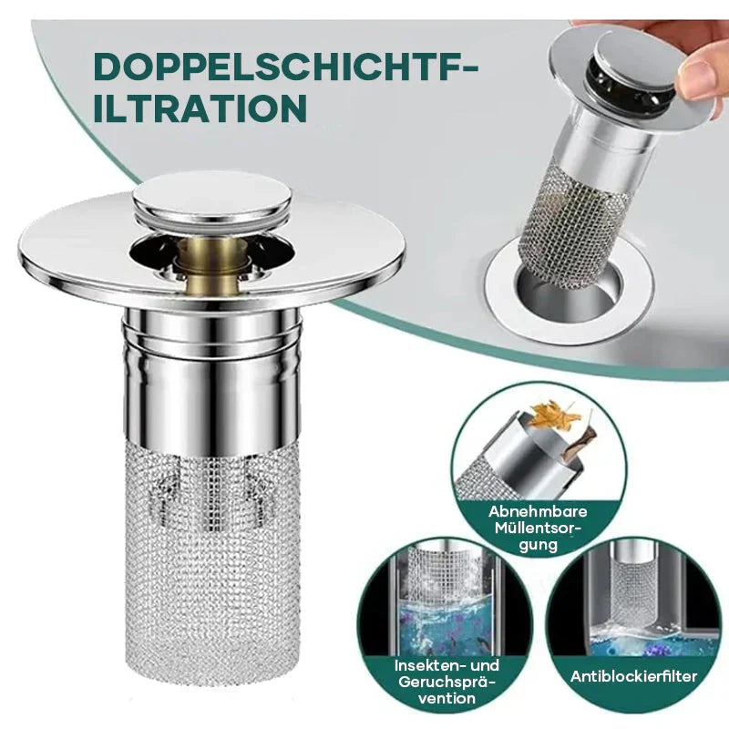 Abflusssieb Edelstahl | Bodenablauffilter, Waschbeckenverschluss und Haarfänger | Beugt Verstopfung und unangenehme Gerüche vor 20