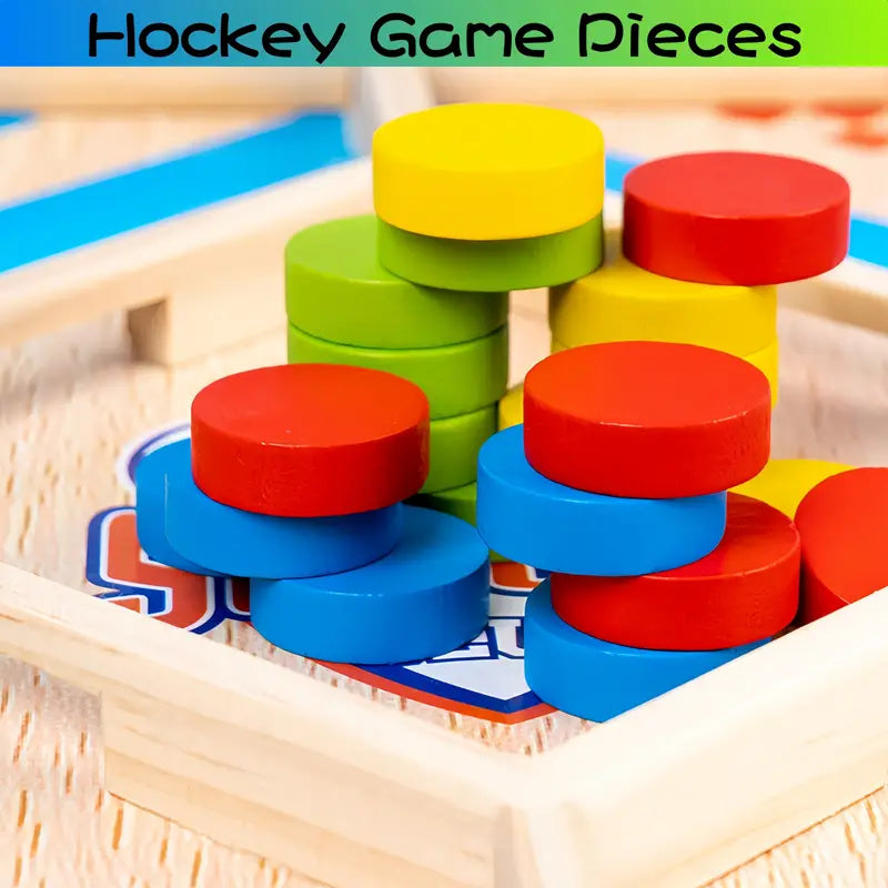 2-in-1 Holz-Brettspiel Strategie & Hockey | Bunte Holzfiguren, Farberkennung | Ideal für Familienspieleabende zuhause 4