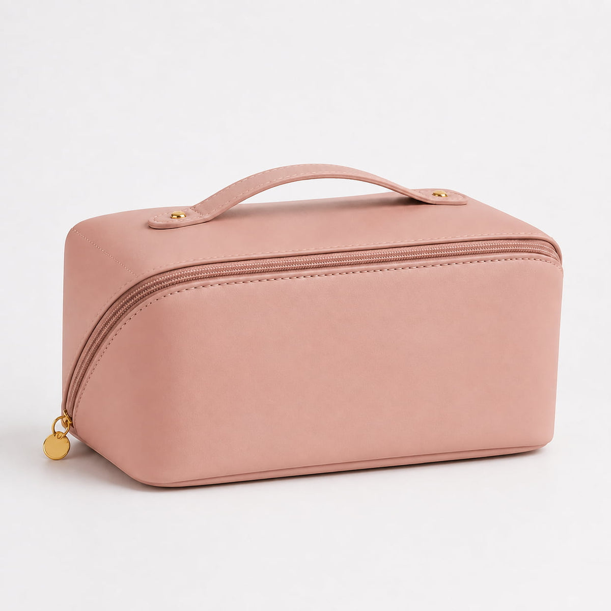 Kosmetiktasche Kunstleder mit 5 Fächern | 23,5x11x10,5 cm, wasserabweisend | Erhältlich in Rosa, Braun, Schwarz, Creme 1