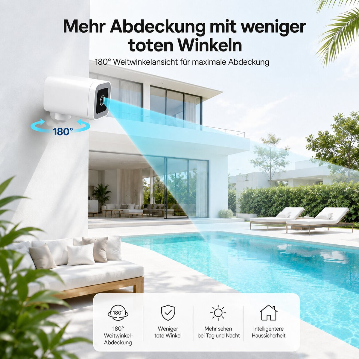 Überwachungskamera 2K Außen & Innen | KI Personenerkennung, 180° Schwenkbereich | IP65 Wetterfest, TF-Karte bis 128 GB 13