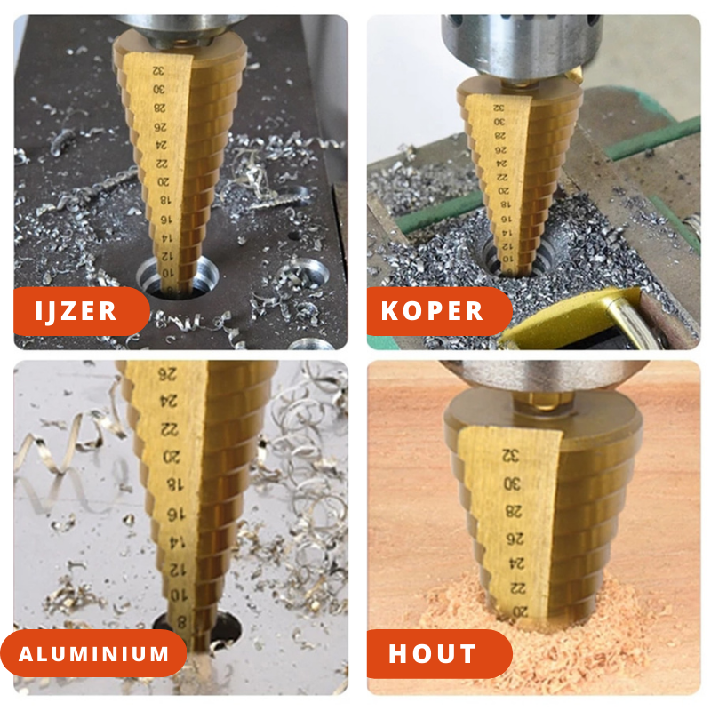 6-teiliges Titanbohrer-Set für Herren | Spiral- und Pyramidenbohrer für Metall, Holz und Kupfer | Mit Aufbewahrungsbox 3