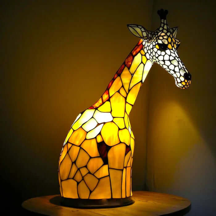 Buntglas Tiernachttischlampe | Handgefertigtes Tiermotiv aus Glas und Metall | Warmes Licht für Deko und Geschenk 17