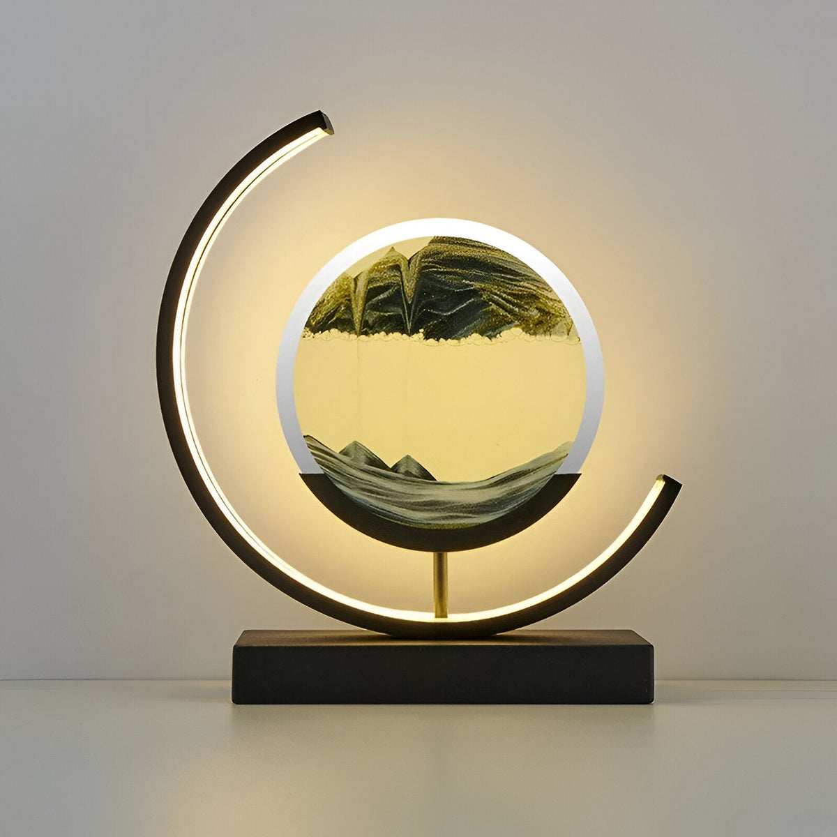 Sandkunst-Tischlampe aus Metall & Glas, 25,4 x 27,9 cm | Dimmbares LED-Licht, 4 Farben | Kabellos, entspannend 8