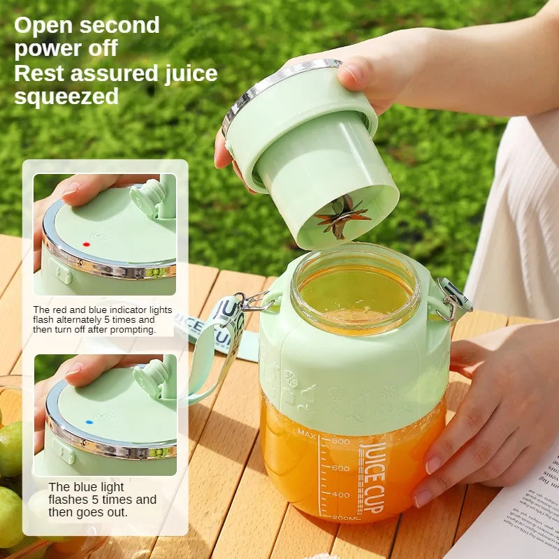Flaschenmixer 800 ml, USB-Akku | 10-Klingen-Cutter für Eis & Obst | Tragbar, spülmaschinenfest, mit Trinkhalm und Tragegurt 2