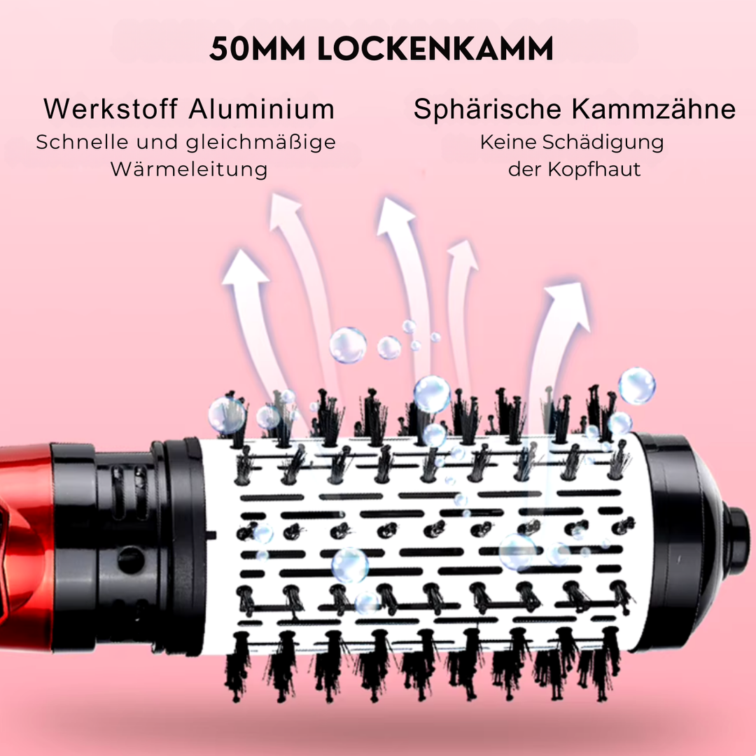 Rotierende Warmluftbürste mit Ionentechnologie | 360° Rotation, 2 Bürstenaufsätze | Föhnt, Stylt und Glättet gleichzeitig 10