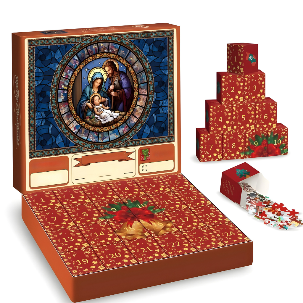 Adventskalender Puzzle Weihnachten | 1008 Teile in 24 Boxen | Robuster recycelbarer Karton, 70 x 50 cm, Familienspaß 3