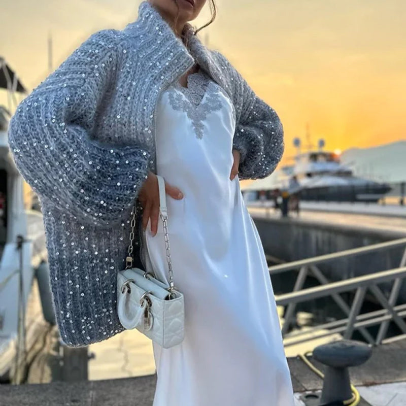 Mona™ – Schicke Strickjacke mit eleganten Pailletten