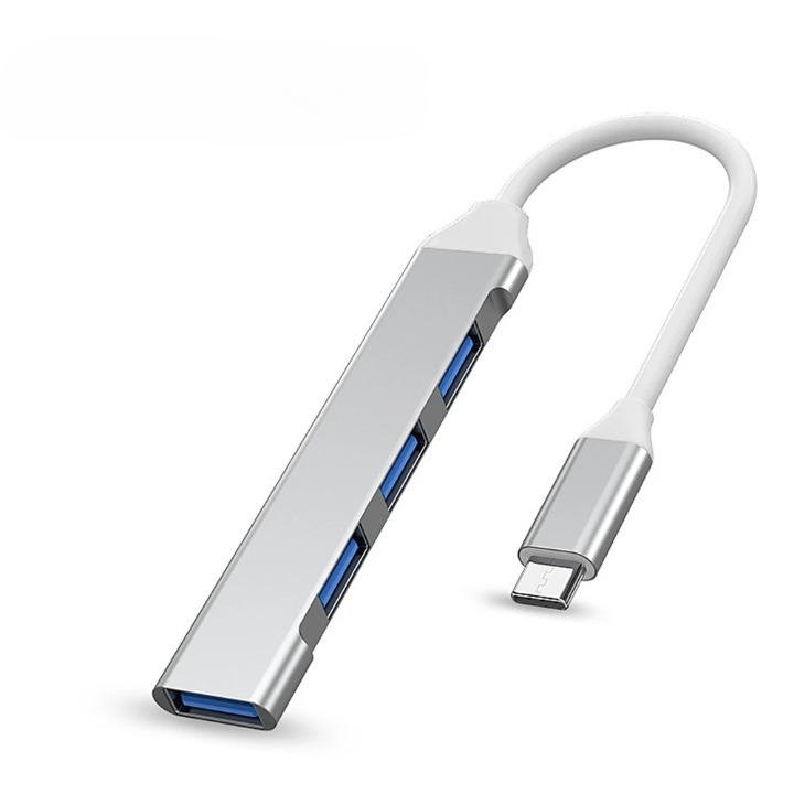 4-Port USB 3.0 & 2.0 Multiport Hub with Type-C Adapter – Buy 1, Get 1 Free-Type-C Silver-State of Style