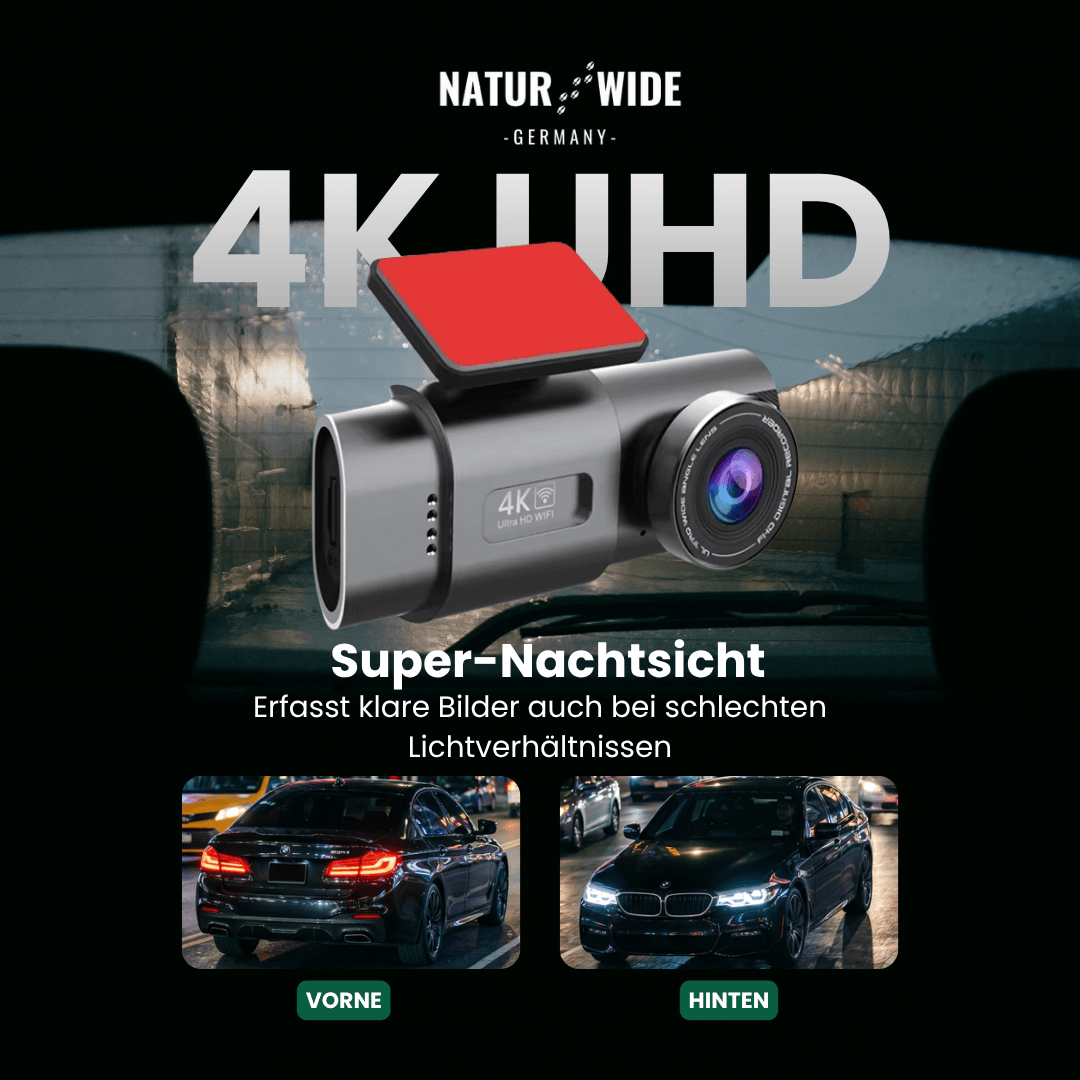 4K Dashcam mit Nachtsicht & Doppelkamera | WLAN, GPS, G-Sensor & 24H Parküberwachung | Front 4K, Heck 1080p, Loop-Recording 11