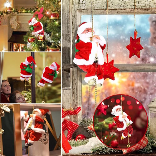 Weihnachtsdeko Weihnachtsmann kletternd mit Jingle-Bells-Melodie