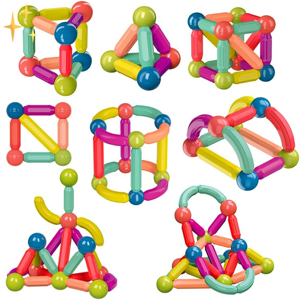 Magnetische Bausteine Set 64-teilig | Starke Magnete für stabile Konstruktionen | Fördert Kreativität und Feinmotorik