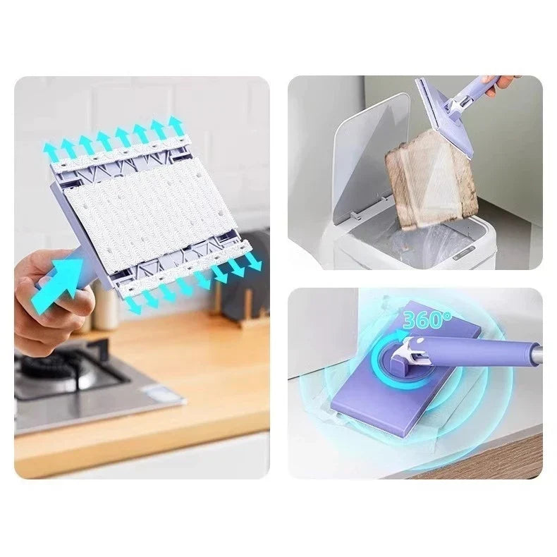 Klemmmopp Edelstahl 71/93/115 cm | Weiß oder Violett | Automatische Klemmung, Schnelltrocknend für Nass- und Trockenreinigung 4