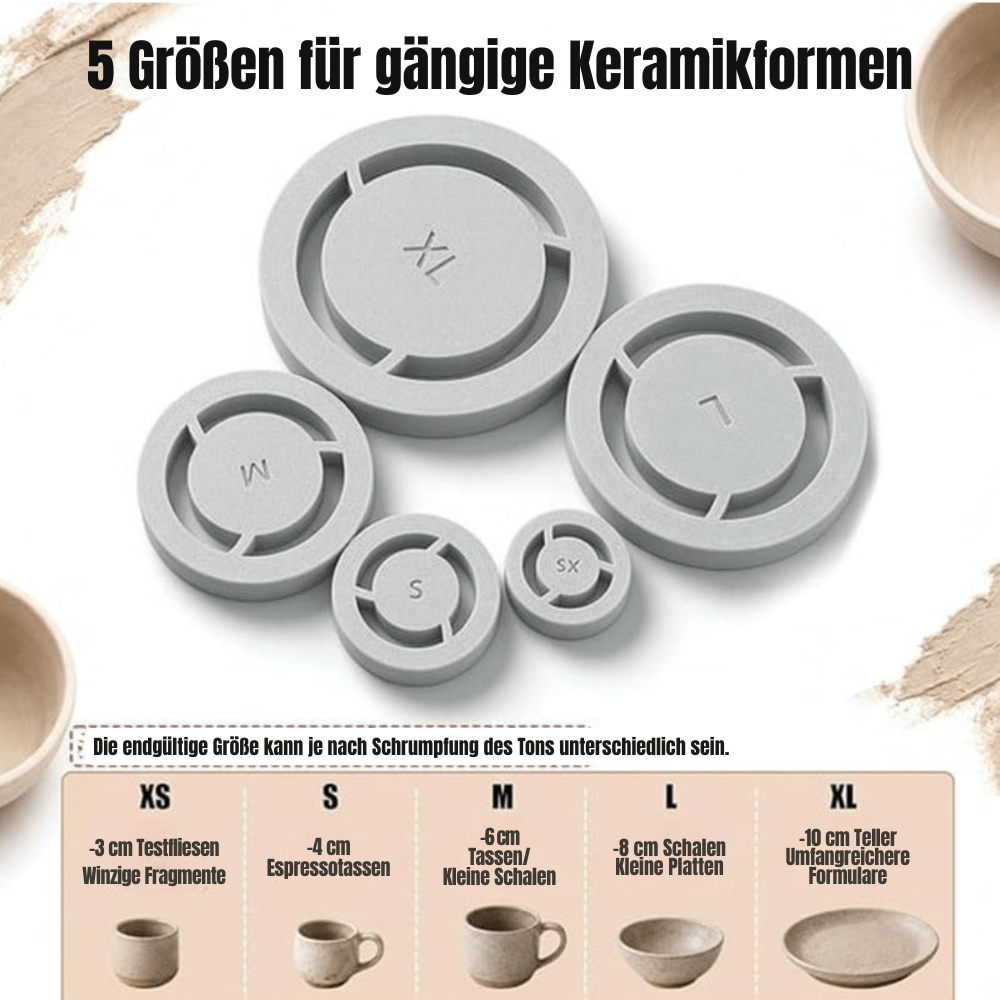 Zentrierwerkzeug für Keramik aus PLA | 5-teiliges Set mit 5 Fußringgrößen | Präzise Zentrierung für Ton in 3 Schritten 8