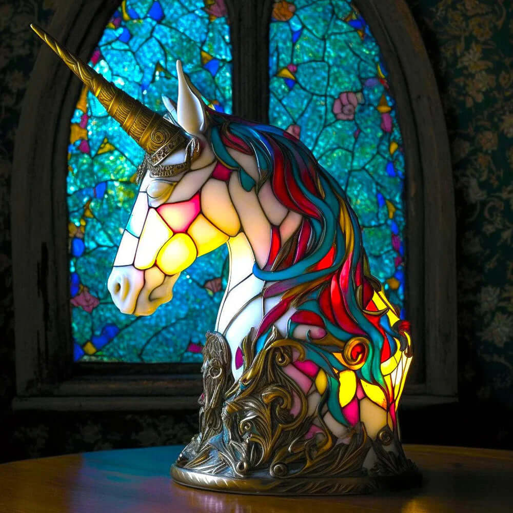 Buntglas Tiernachttischlampe | Handgefertigtes Tiermotiv aus Glas und Metall | Warmes Licht für Deko und Geschenk 8