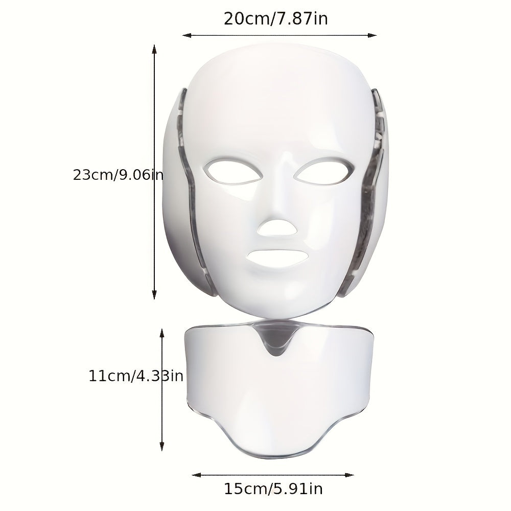 LED Gesichts- und Halsmaske für Damen | 7-Farben Lichttherapie, USB-wiederaufladbar | Reduziert Schwellungen & dunkle Ringe 5