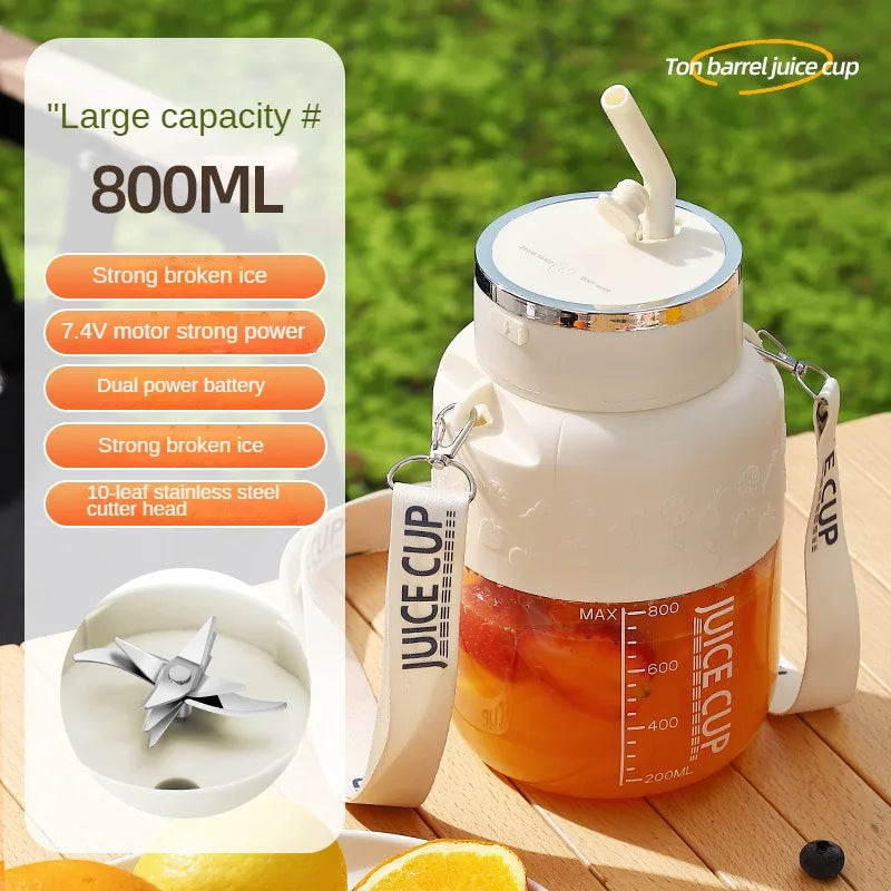 Flaschenmixer 800 ml, USB-Akku | 10-Klingen-Cutter für Eis & Obst | Tragbar, spülmaschinenfest, mit Trinkhalm und Tragegurt 6