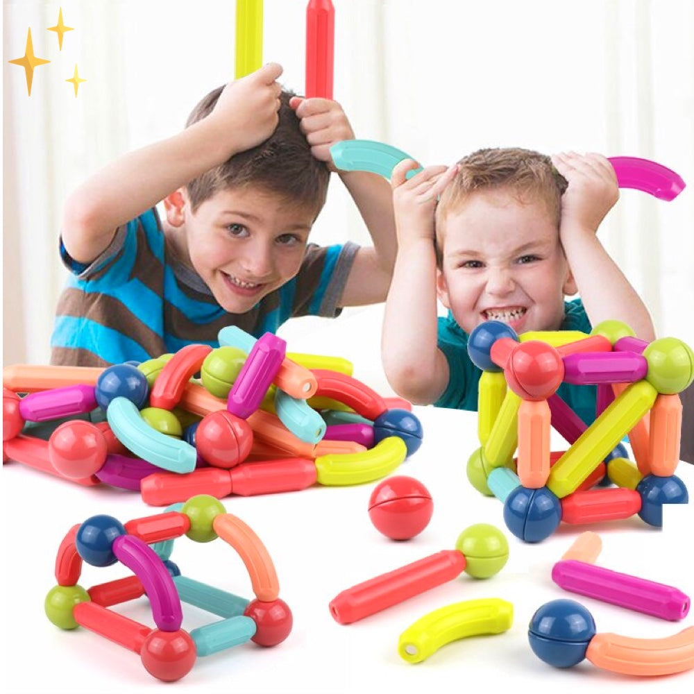 Magnetische Bausteine Set 64-teilig | Starke Magnete für stabile Konstruktionen | Fördert Kreativität und Feinmotorik