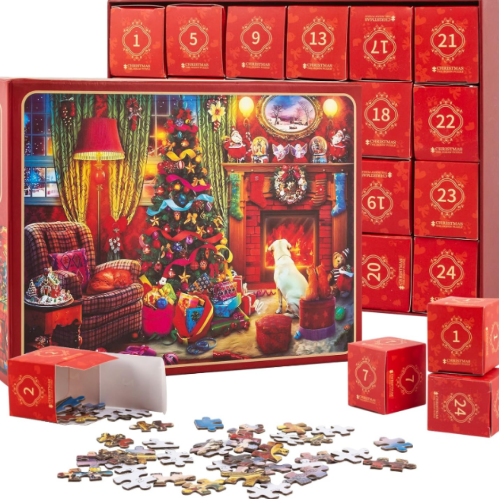 Adventskalender Puzzle Weihnachten | 1008 Teile in 24 Boxen | Robuster recycelbarer Karton, 70 x 50 cm, Familienspaß 6