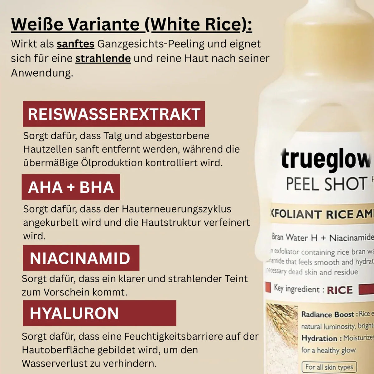 Reis Peeling Serum für Damen | Mit Reisextrakt, nachfüllbar | Für strahlende, ebenmäßige Haut mit sanftem Peeling-Effekt 7