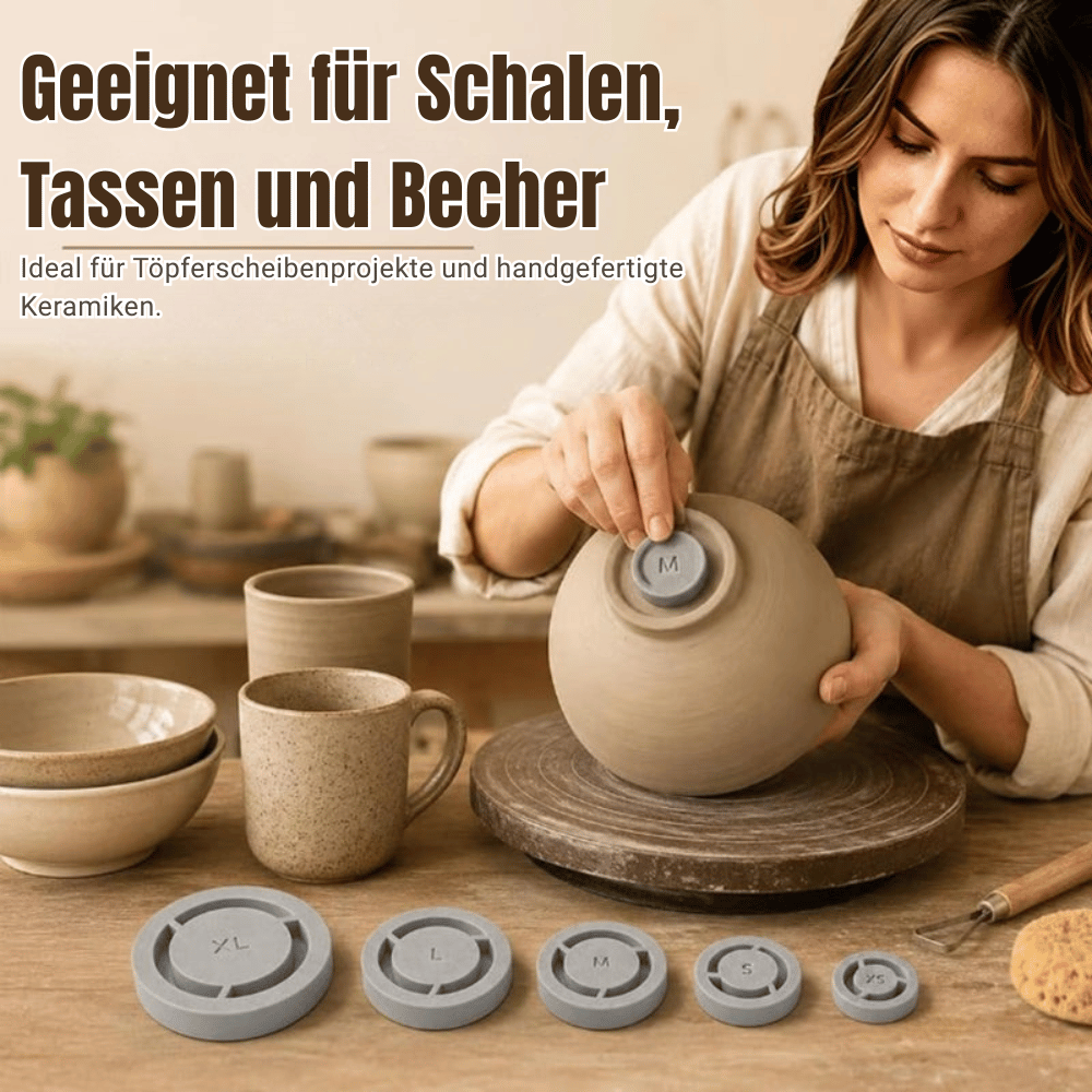 Zentrierwerkzeug für Keramik aus PLA | 5-teiliges Set mit 5 Fußringgrößen | Präzise Zentrierung für Ton in 3 Schritten 4