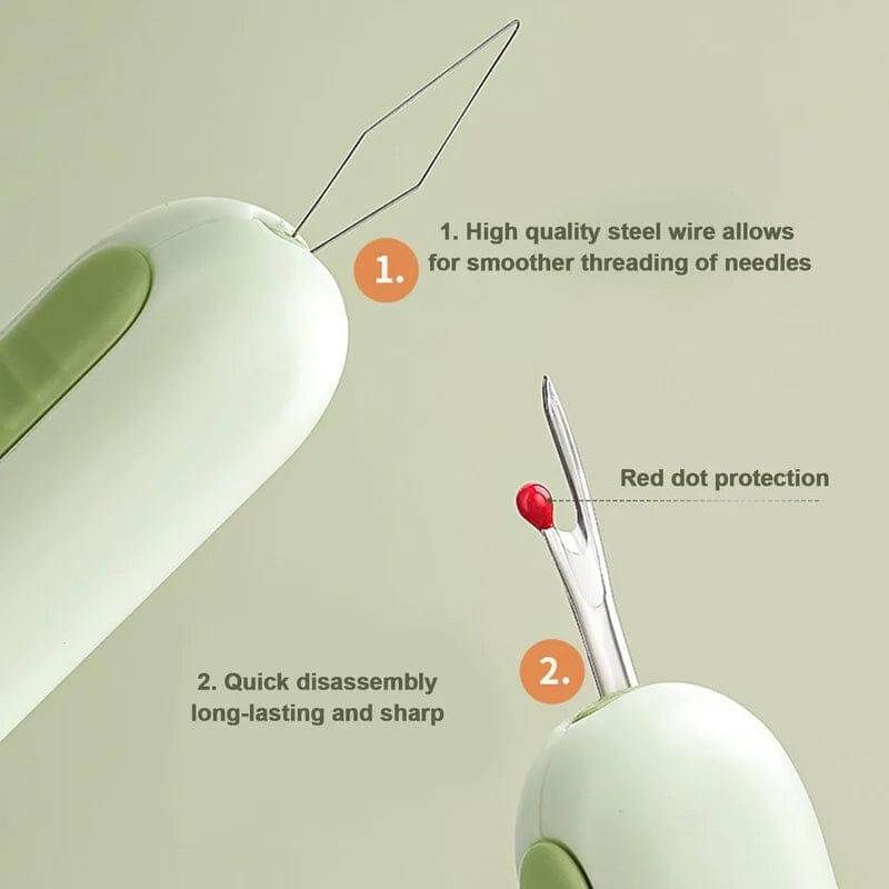 Nadeleinfädler Nahttrenner 2 in 1 aus ABS | Doppelkopf-Design mit Aufbewahrung | Einfädeln und Stiche trennen leicht 9