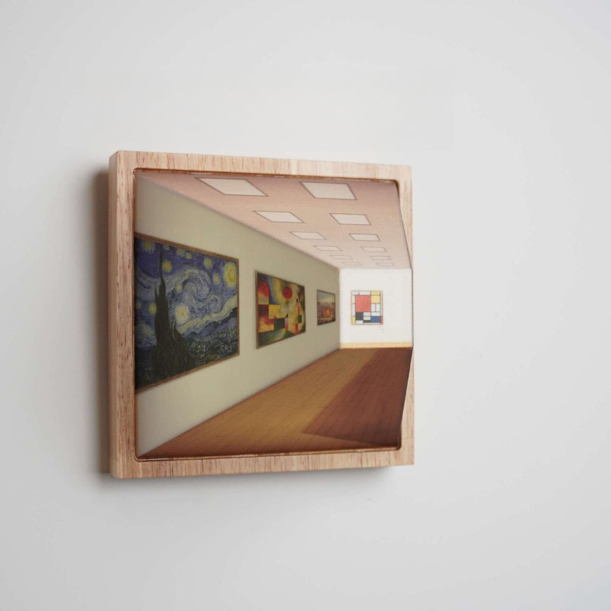 3D-Nachtlicht Massivholzrahmen | Kunstgalerie-Motiv mit 3 Lichtfarben | Kabellos & Wiederaufladbar für flexible Platzierung 1