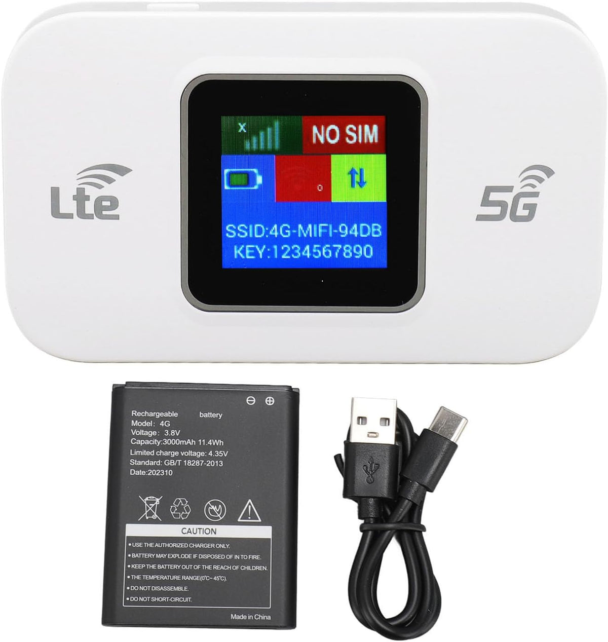 4G LTE USB WLAN Hotspot Modem | 300 Mbps WLAN, 150 Mbps LTE Geschwindigkeit | 3000mAh Akku für bis zu 10 Geräte