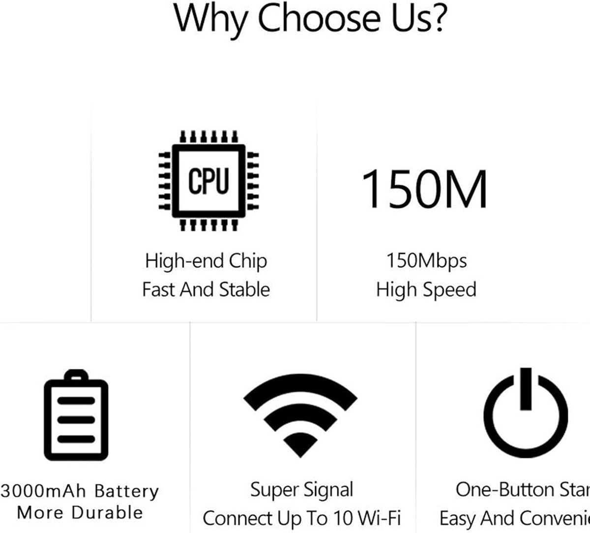 4G LTE USB WLAN Hotspot Modem | 300 Mbps WLAN, 150 Mbps LTE Geschwindigkeit | 3000mAh Akku für bis zu 10 Geräte