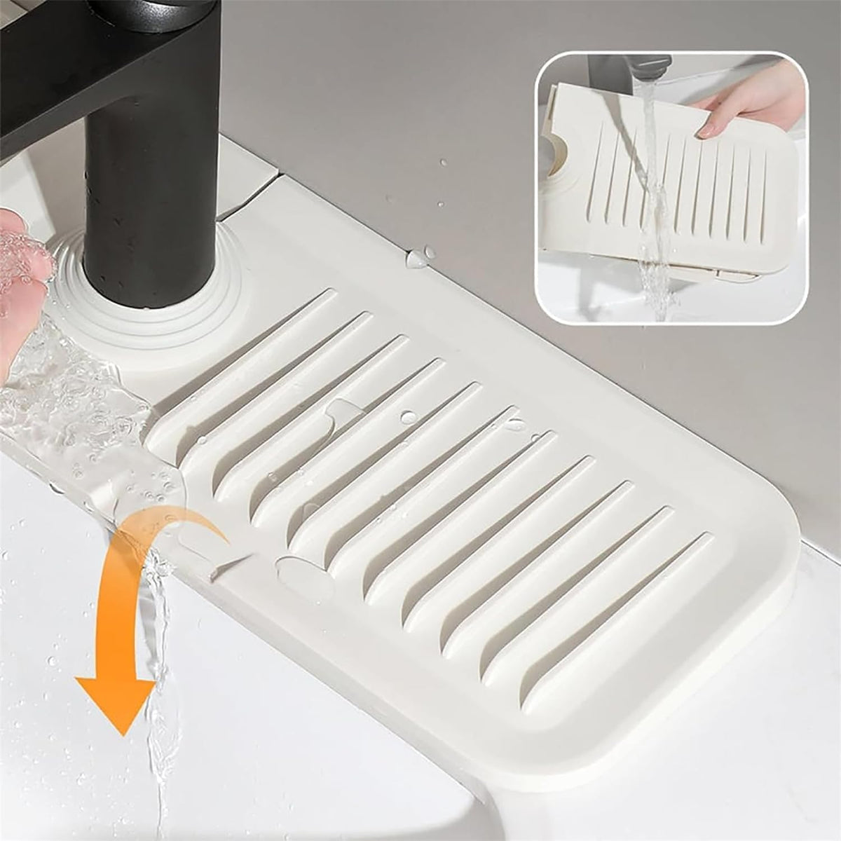 Abtropfmatte Küche 37x14 cm / 45x14 cm | Weiß, Schwarz, Grau, Grün | Unterstützt gegen Staunässe auf der Arbeitsplatte 2