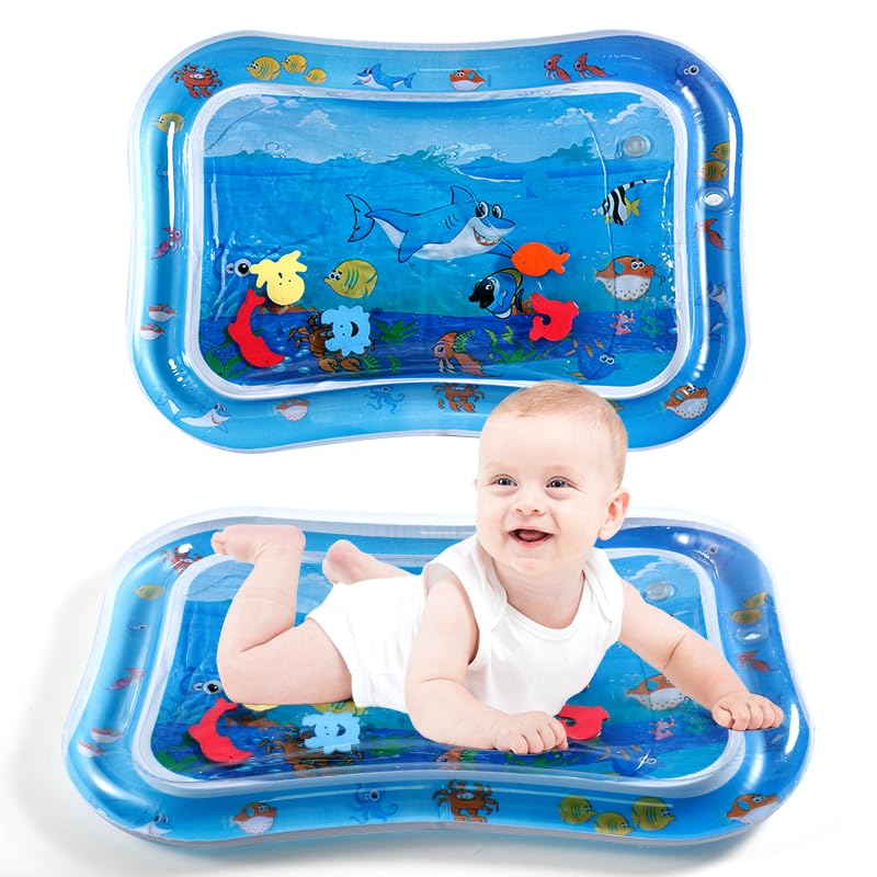 Baby Wassermatte PVC BPA-frei 66 x 50 cm | Blau mit Meeresmotiven, ab 3 Monaten | Fördert Motorik, Sinne & Bauchzeit 8