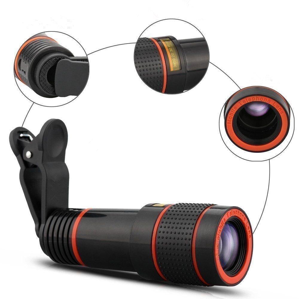 Teleobjektiv Kit für Handykamera 12X Zoom | Klemm-Clip mit Fokusring | Scharfe Fotos aus der Ferne und als Fernglas nutzbar 7
