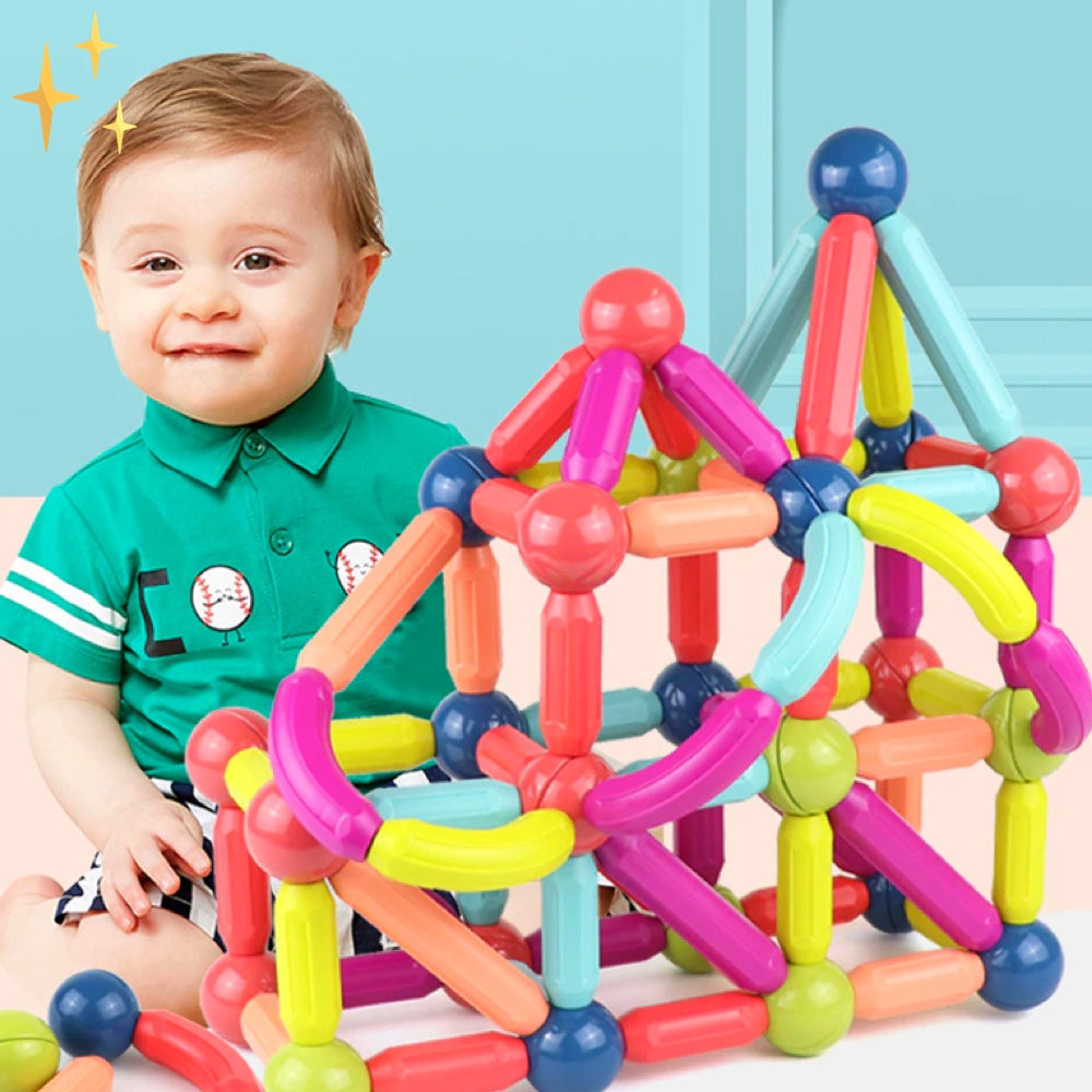 Magnetische Bausteine Set 64-teilig | Starke Magnete für stabile Konstruktionen | Fördert Kreativität und Feinmotorik