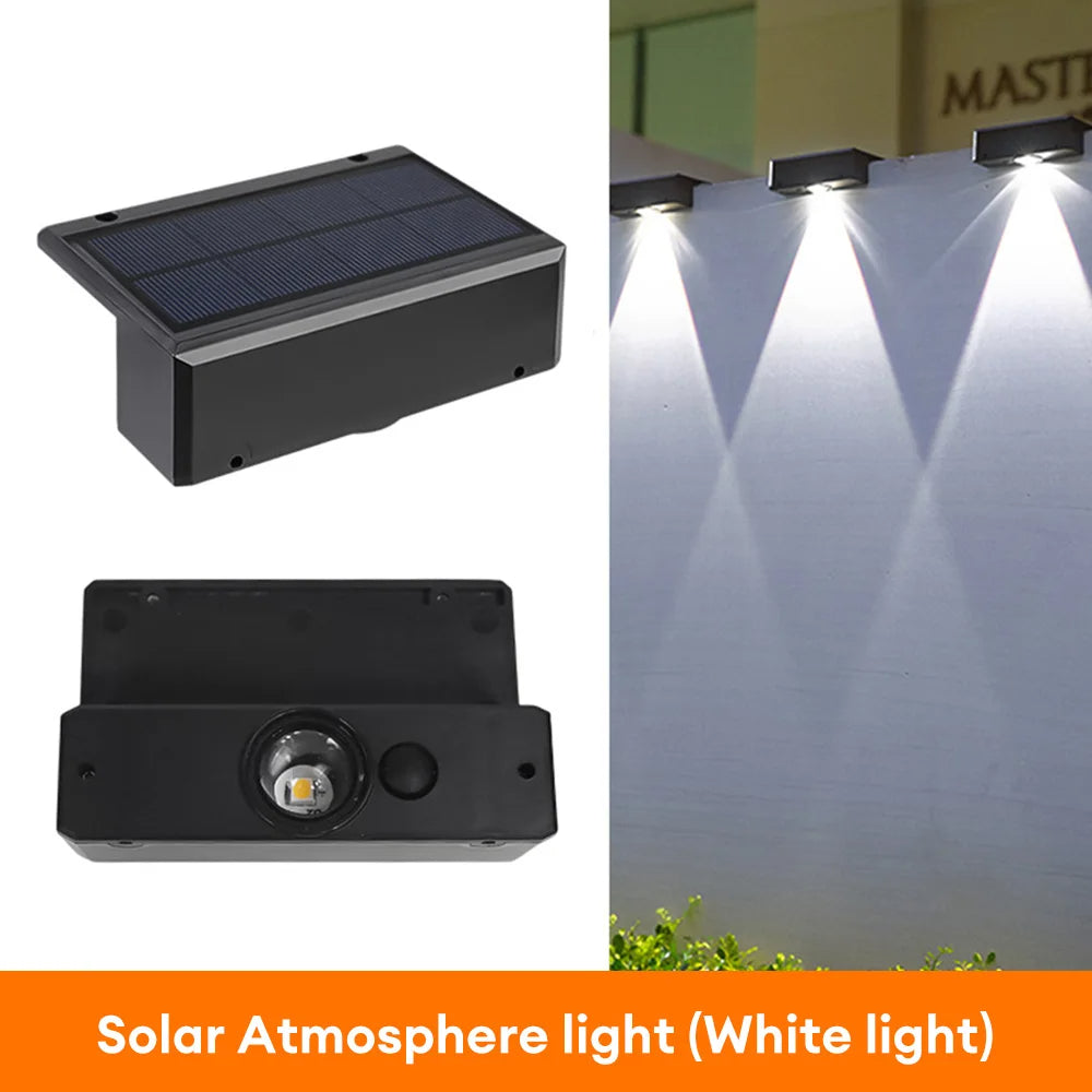 Solar Wandleuchte LED aus ABS/PC | 3 Lichtfarben, 800 mAh Akku, IP65 | Wasserdicht, wartungsfrei, bis zu 12 Stunden Leuchtdauer 3