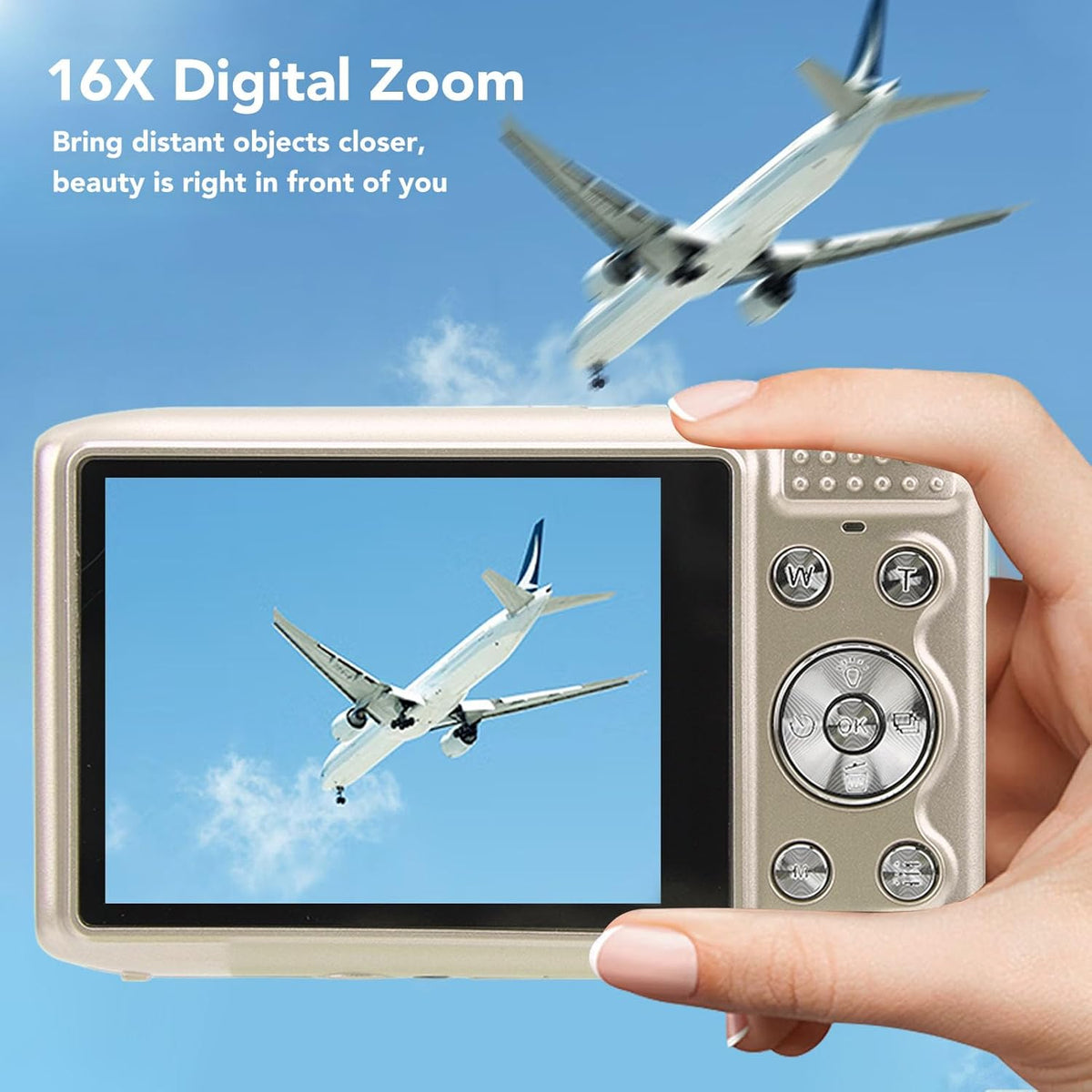 Kompakte 4K Digitalkamera mit 58MP Fotos | 16-facher Zoom & 2,88-Zoll-Display | Wiederaufladbarer Akku per USB 2