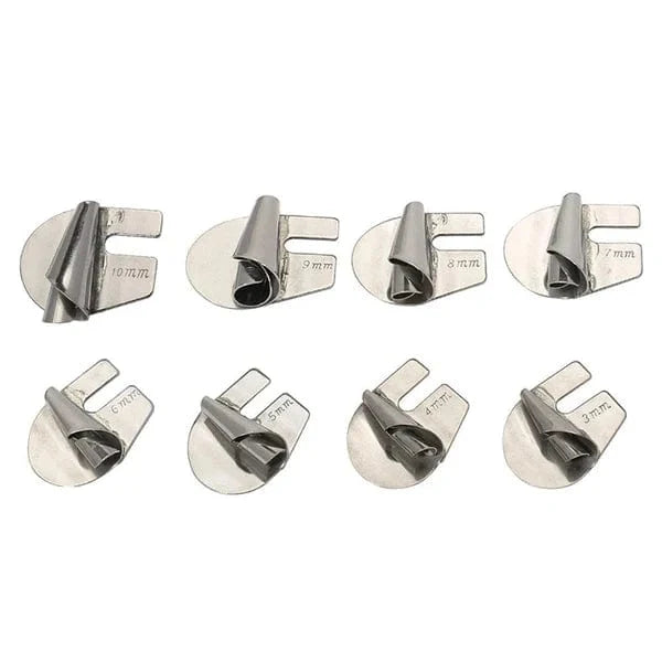 Rollsaum-Nähfuß-Set Edelstahl 8-teilig | 3 bis 10 mm Größen | Präzise Säume für feine bis starke Stoffe ohne Verrutschen 12