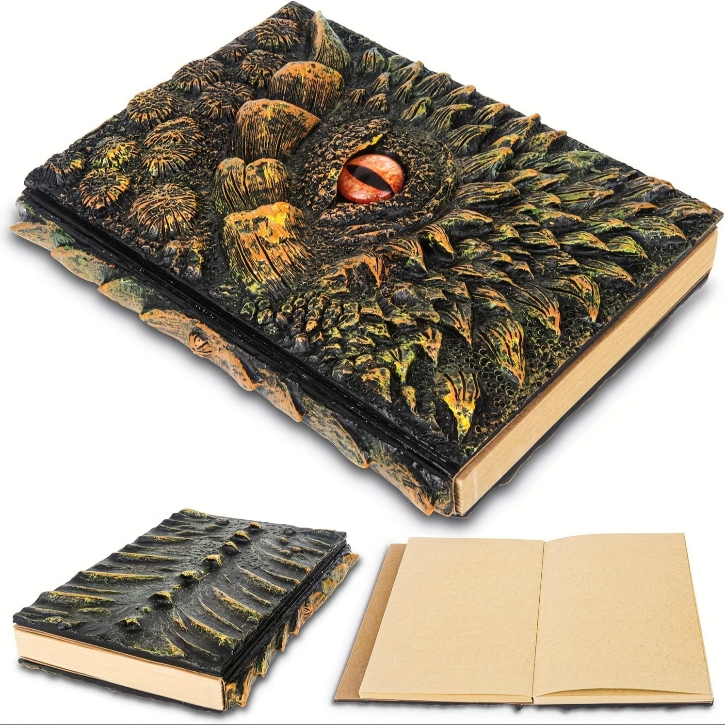 DragonBook™ – Handgefertigtes, geprägtes Harz-Tagebuch mit graviertem Einband