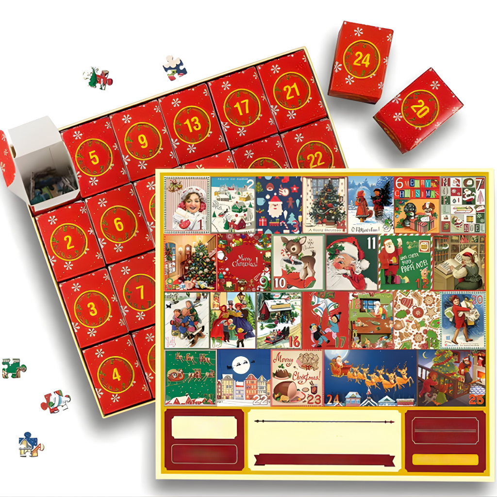 Adventskalender Puzzle Weihnachten | 1008 Teile in 24 Boxen | Robuster recycelbarer Karton, 70 x 50 cm, Familienspaß 7