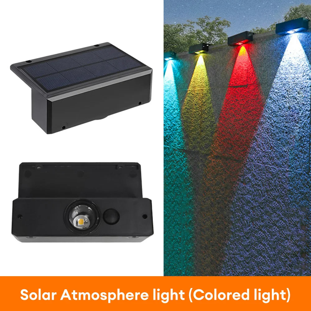 Solar Wandleuchte LED aus ABS/PC | 3 Lichtfarben, 800 mAh Akku, IP65 | Wasserdicht, wartungsfrei, bis zu 12 Stunden Leuchtdauer 4