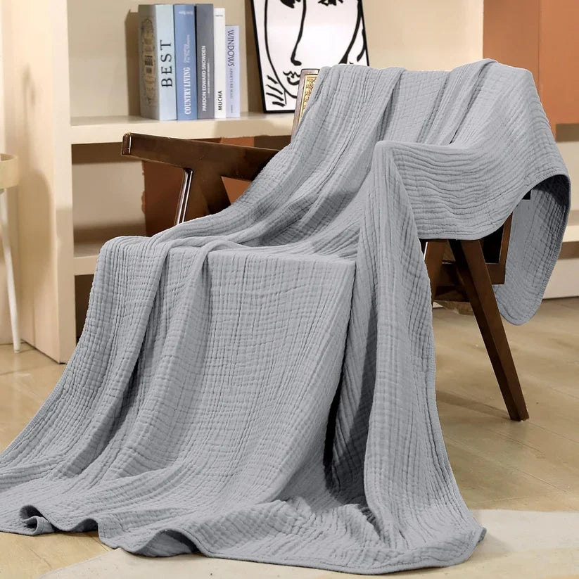 Musselindecke | Mehrlagig, Weich, Atmungsaktiv | Kuscheldecke und Überwurf für Bett, Sofa, Couch und unterwegs 16