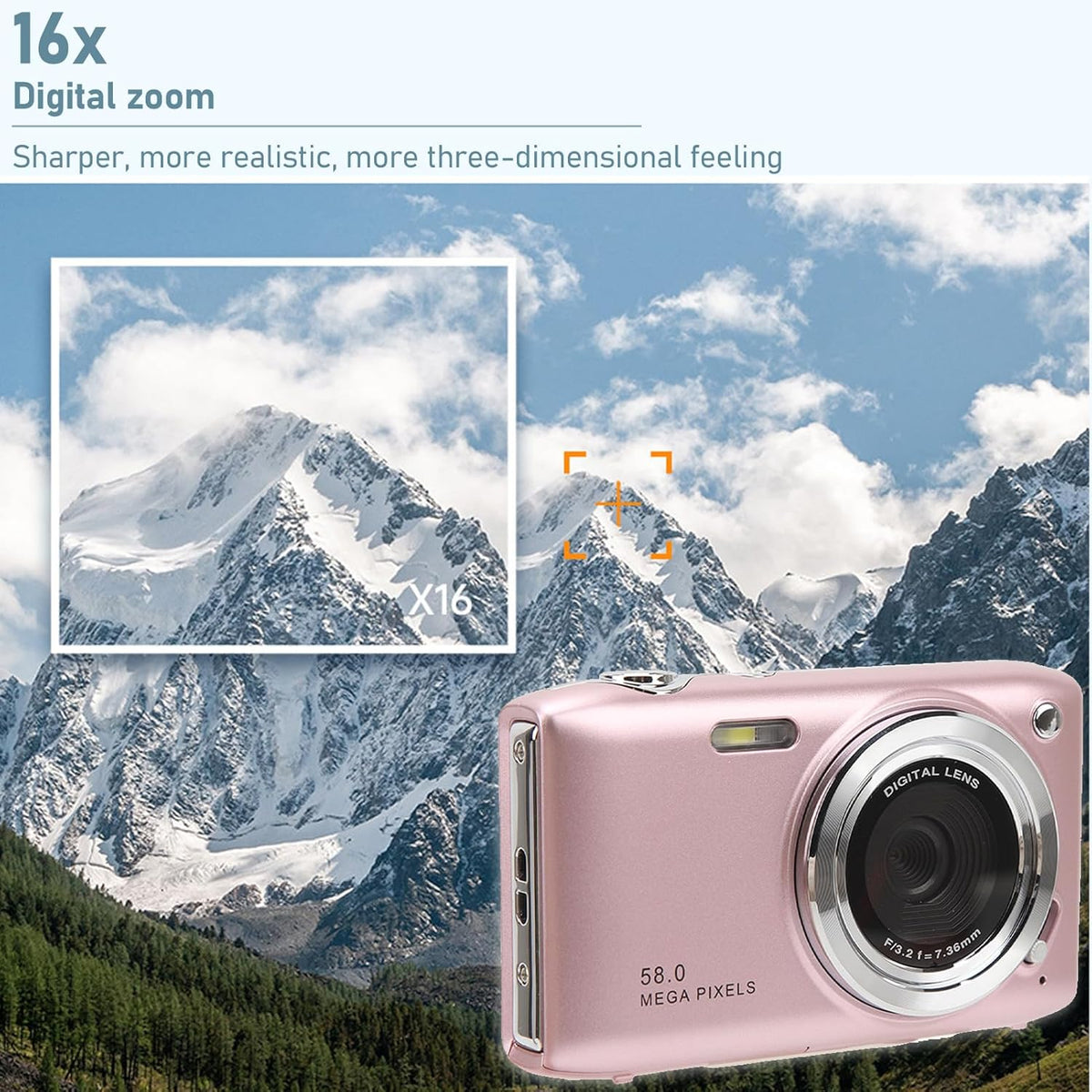 Kompakte 4K Digitalkamera mit 58MP Fotos | 16-facher Zoom & 2,88-Zoll-Display | Wiederaufladbarer Akku per USB 13