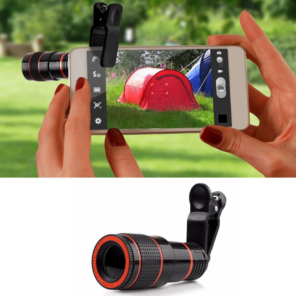 Teleobjektiv Kit für Handykamera 12X Zoom | Klemm-Clip mit Fokusring | Scharfe Fotos aus der Ferne und als Fernglas nutzbar 6